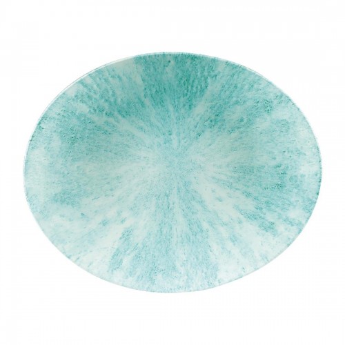 Churchill Stone Oval Coupe Plates Aquamarine 317 x 255mm