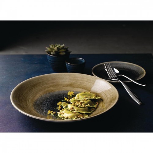 Churchill Stonecast Aqueous Deep Coupe Plates Blue 281mm