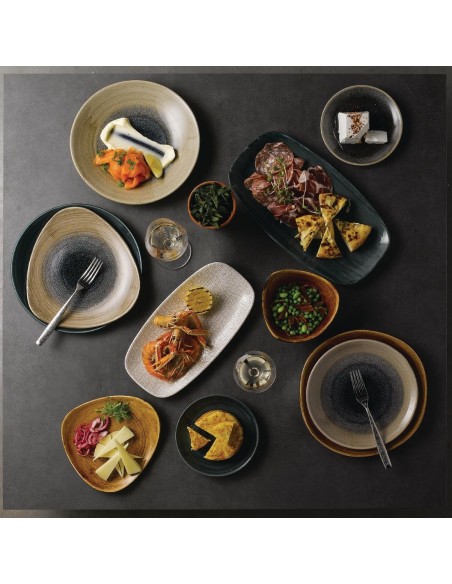 Churchill Stonecast Patina Oblong Chef Plates Rustic Teal 355 x 