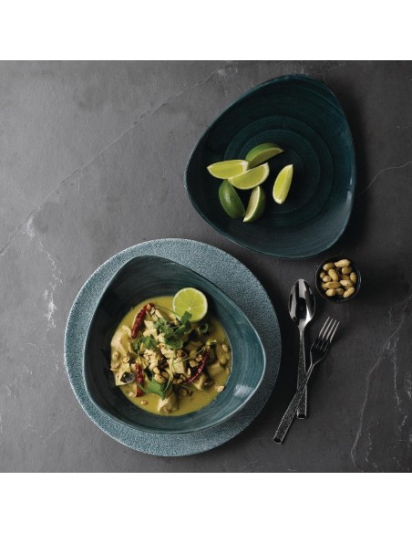 Churchill Stonecast Patina Triangular Bowls Rustic Teal 21oz 235