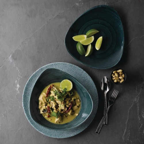 Churchill Stonecast Patina Triangular Plates Rustic Teal 229mm