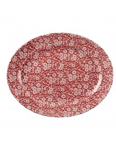 Churchill Vintage Prints Oval Dishes Cranberry Print 365mm