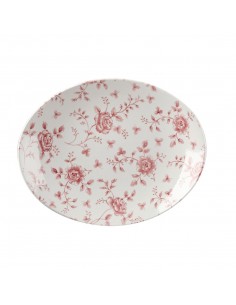 Churchill Vintage Prints Oval Plates Cranberry Rose Print 315mm