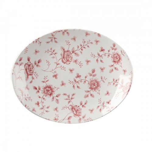 Churchill Vintage Prints Oval Plates Cranberry Rose Print 315mm