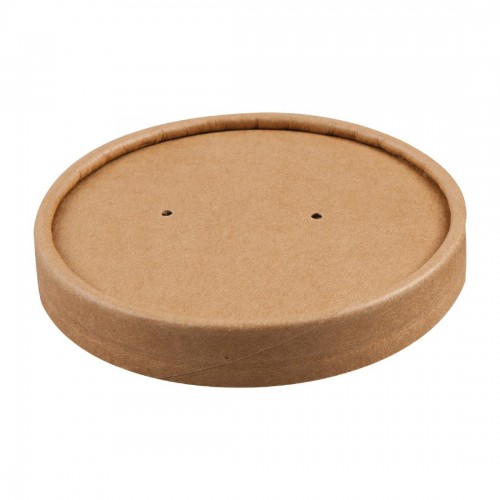 Colpac Recyclable Kraft Microwavable Soup Cup Lids 225ml / 8oz a