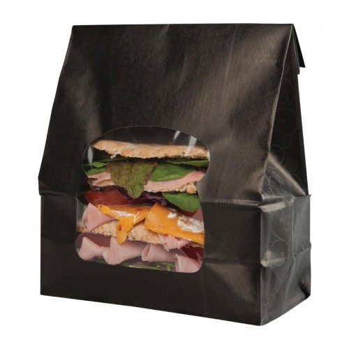 Colpac Recyclable Paper Sandwich Bags With Window Black