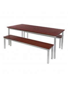 Enviro Outdoor Walnut Effect Faux Wood Table 1800mm 2