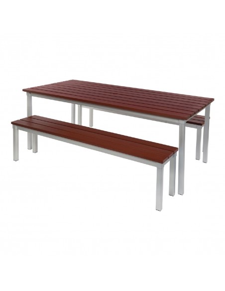 Enviro Outdoor Walnut Effect Faux Wood Table 1800mm