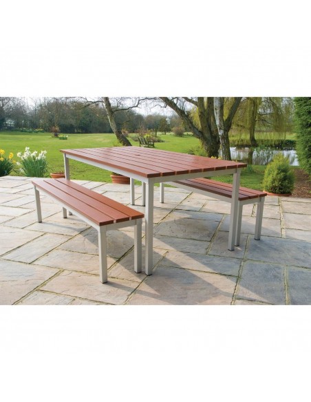 Enviro Outdoor Walnut Effect Faux Wood Table 1800mm