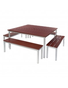 Enviro Square Outdoor Walnut Effect Faux Wood Table 1250mm 2