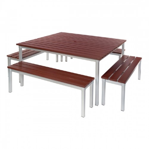 Enviro Square Outdoor Walnut Effect Faux Wood Table 1250mm
