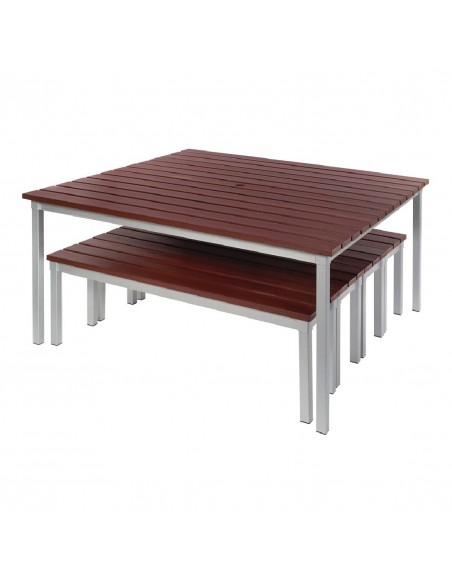 Enviro Square Outdoor Walnut Effect Faux Wood Table 1250mm