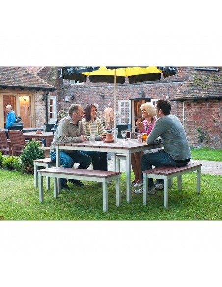 Enviro Square Outdoor Walnut Effect Faux Wood Table 1250mm