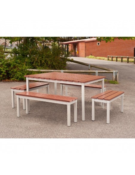 Enviro Square Outdoor Walnut Effect Faux Wood Table 1250mm