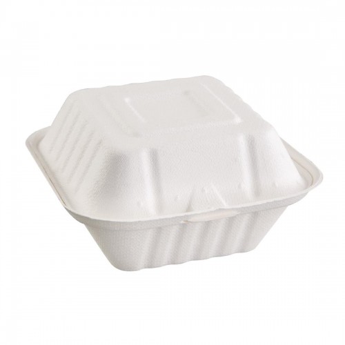 Fiesta Green Compostable Bagasse Burger Boxes 146mm