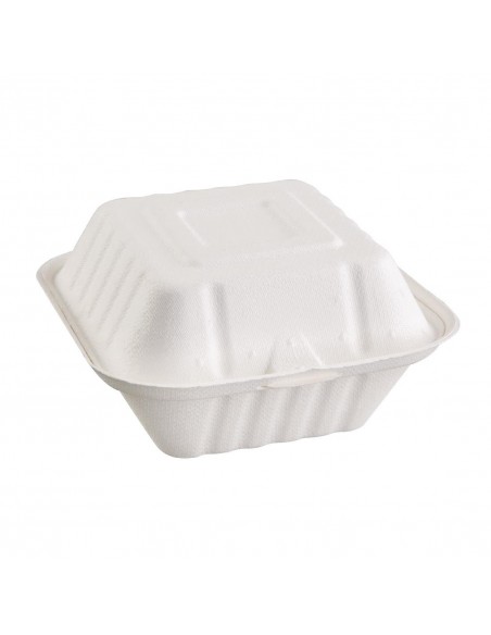 Fiesta Green Compostable Bagasse Burger Boxes 146mm