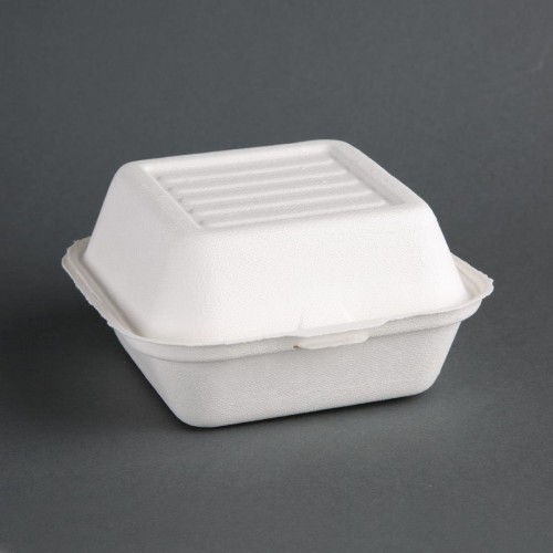 Fiesta Green Compostable Bagasse Burger Boxes 153mm