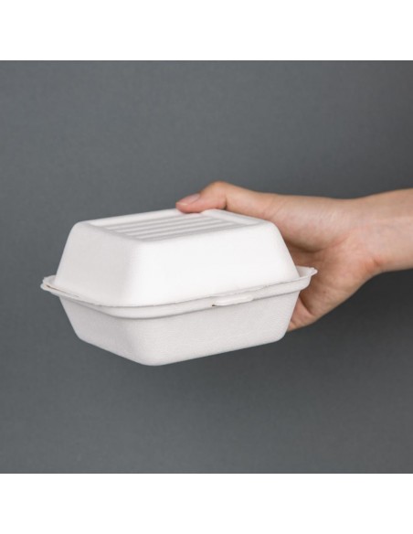 Fiesta Green Compostable Bagasse Burger Boxes 153mm