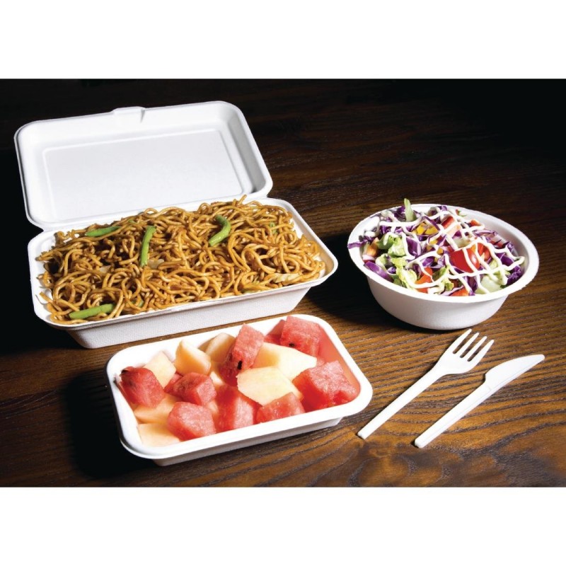 Fiesta Green Compostable Bagasse Hinged Food Containers 248 x 161mm 250 Pcs 
