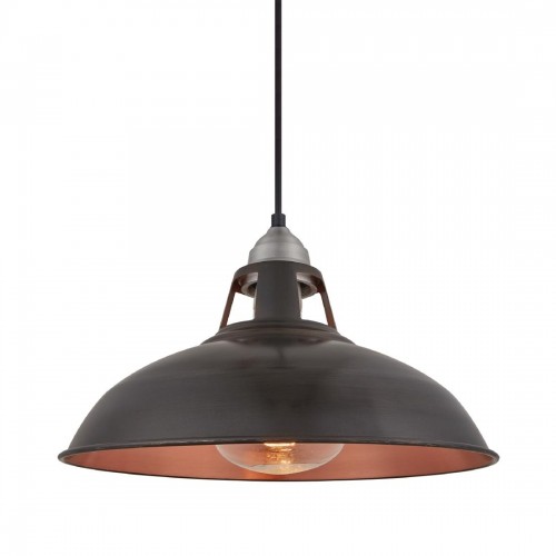 Industville Old Factory Slotted Heat Pendant Pewter and Copper 380mm