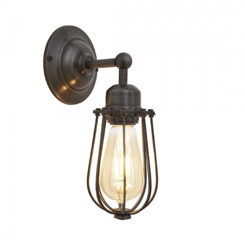 Industville Orlando Wire Cage Wall Light Pewter 100mm