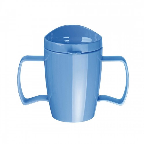 Kristallon Heritage Double-Handled Mugs with Lid Blue 300ml