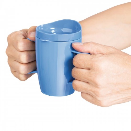 Kristallon Heritage Double-Handled Mugs with Lid Blue 300ml