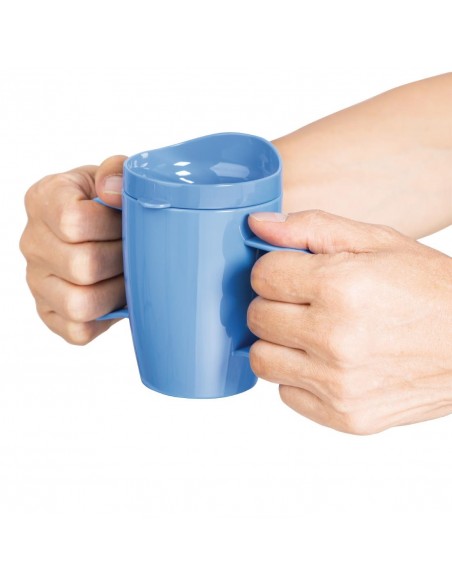 Kristallon Heritage Double-Handled Mugs with Lid Blue 300ml