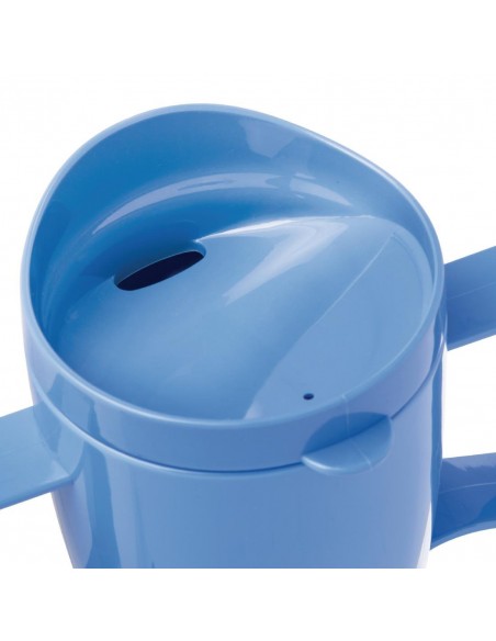 Kristallon Heritage Double-Handled Mugs with Lid Blue 300ml