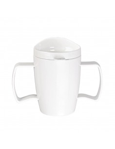 Kristallon Heritage Double-Handled Mugs with Lids White 300ml 2