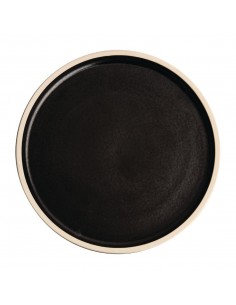 Olympia Canvas Flat Round Plate Delhi Black 250mm