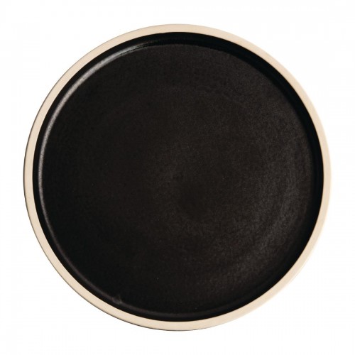 Olympia Canvas Flat Round Plate Delhi Black 250mm
