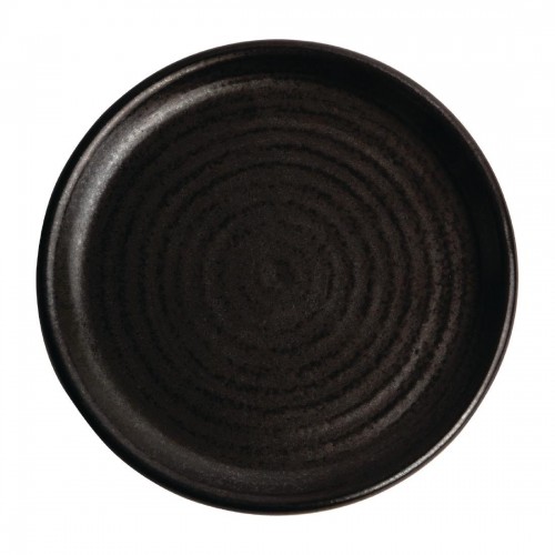 Olympia Canvas Small Rim Round Plate Delhi Black 180mm