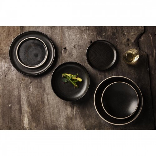 Olympia Canvas Small Rim Round Plate Delhi Black 180mm