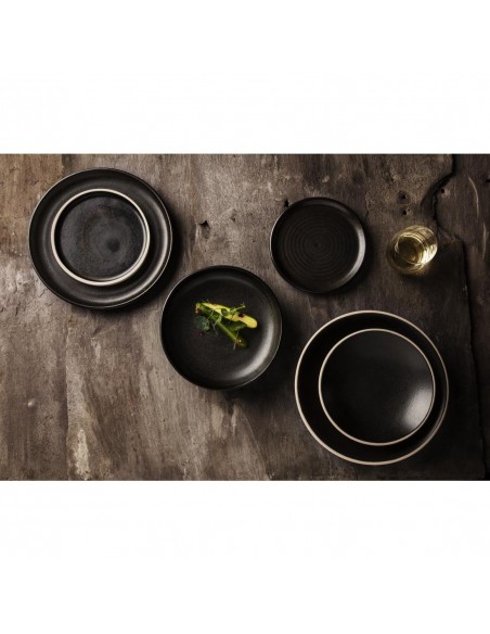 Olympia Canvas Small Rim Round Plate Delhi Black 180mm
