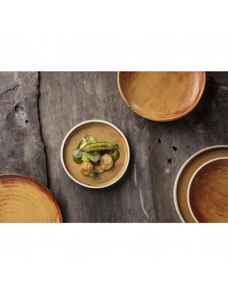 Olympia Canvas Small Rim Round Plate Sienna Rust 265mm