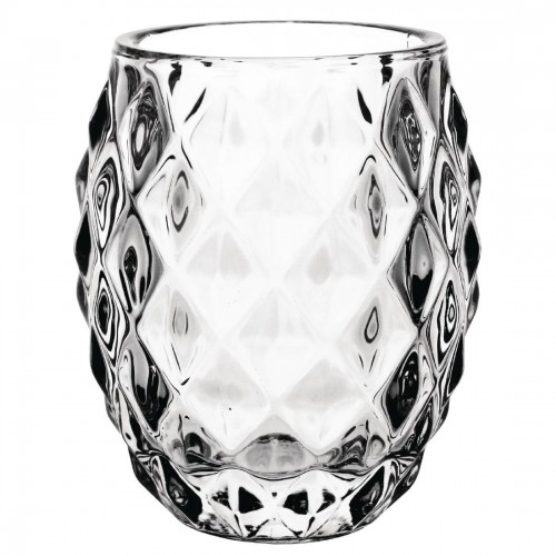 Olympia Glass Diamond Tealight Holder Clear 75mm