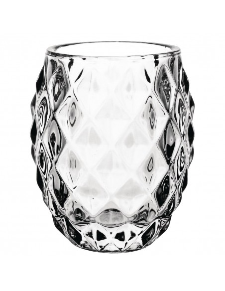 Olympia Glass Diamond Tealight Holder Clear 75mm