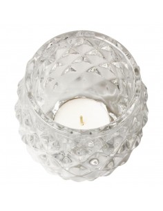 Olympia Glass Diamond Tealight Holder Clear 75mm 2