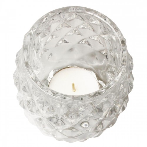 Olympia Glass Diamond Tealight Holder Clear 75mm