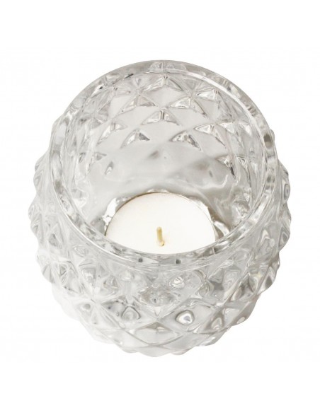 Olympia Glass Diamond Tealight Holder Clear 75mm
