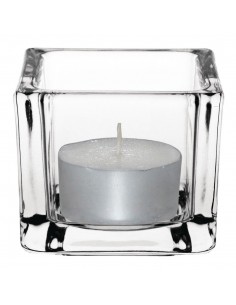 Olympia Glass Tealight Holder Square Clear 2