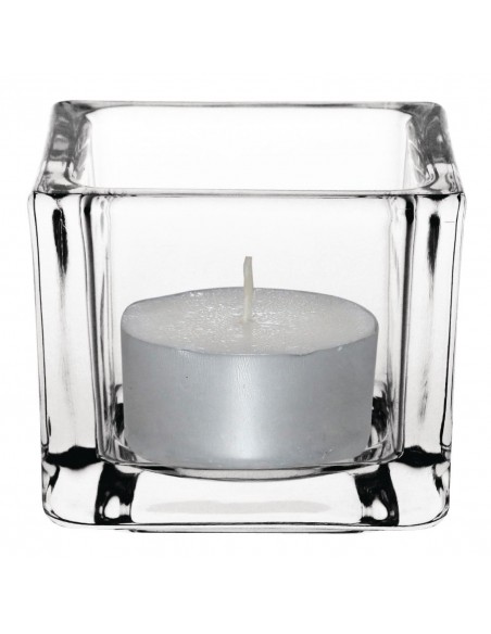 Olympia Glass Tealight Holder Square Clear