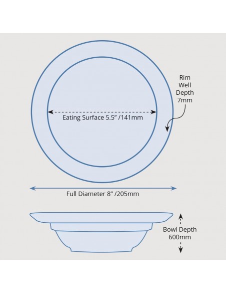 Olympia Heritage Raised Rim Bowl Blue 205mm
