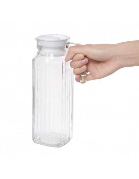 Olympia Ribbed Glass Jugs 1Ltr
