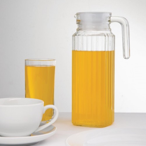 Olympia Ribbed Glass Jugs 1Ltr