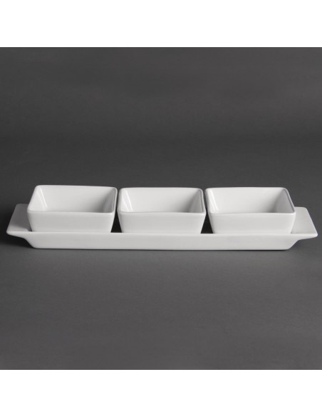 Olympia Whiteware Snack Dishes with Plates 3 Section