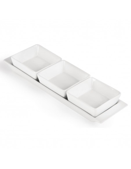 Olympia Whiteware Snack Dishes with Plates 3 Section