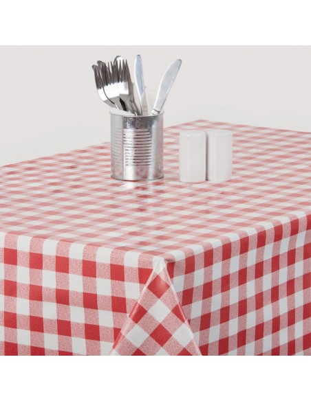 PVC Red Check Tablecloth