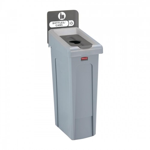Rubbermaid Slim Jim Bottles and Cans Recycling Station Dark Grey